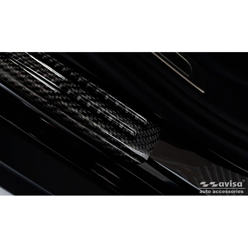 3D Black Carbon Door sill protectors  Volkswagen Tiguan II 2016-2024/Arteon 2017- & Shooting Brake 2020-/Passat Sedan&Variant 2014-/Golf Sportsvan 2014- incl. Facelifts - 2-Pieces - (rear doors)