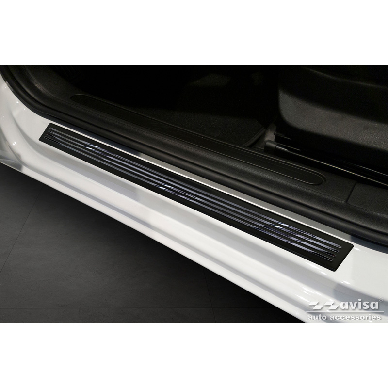 Universal Door Sill Protector Set 'Mirror Black' Aluminium/Black - 2-Pieces - 54 x 4 cm