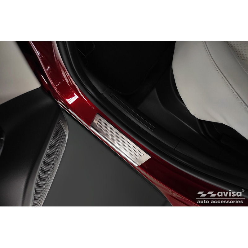 Inox door sill protectors  Hyundai Tucson (NX4E) 2020-2024 & Facelift 2024- 'Lines' - 2-pieces (rear doors)
