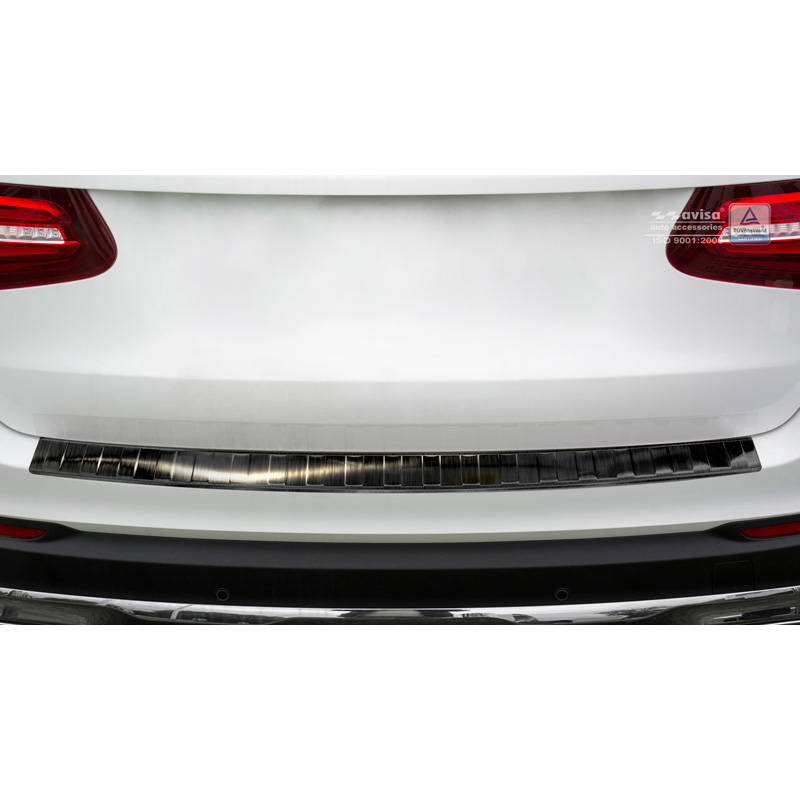 Black Stainless Steel Rear bumper protector  Mercedes GLC 5-doors 2015-2019 & FL 2019- 'Ribs'