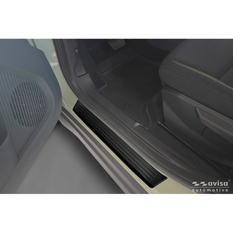 Avisa Matt Black Inox door sill protectors  Fiat Grande Panda (328) 2025- - 'Lines' - 4-pieces