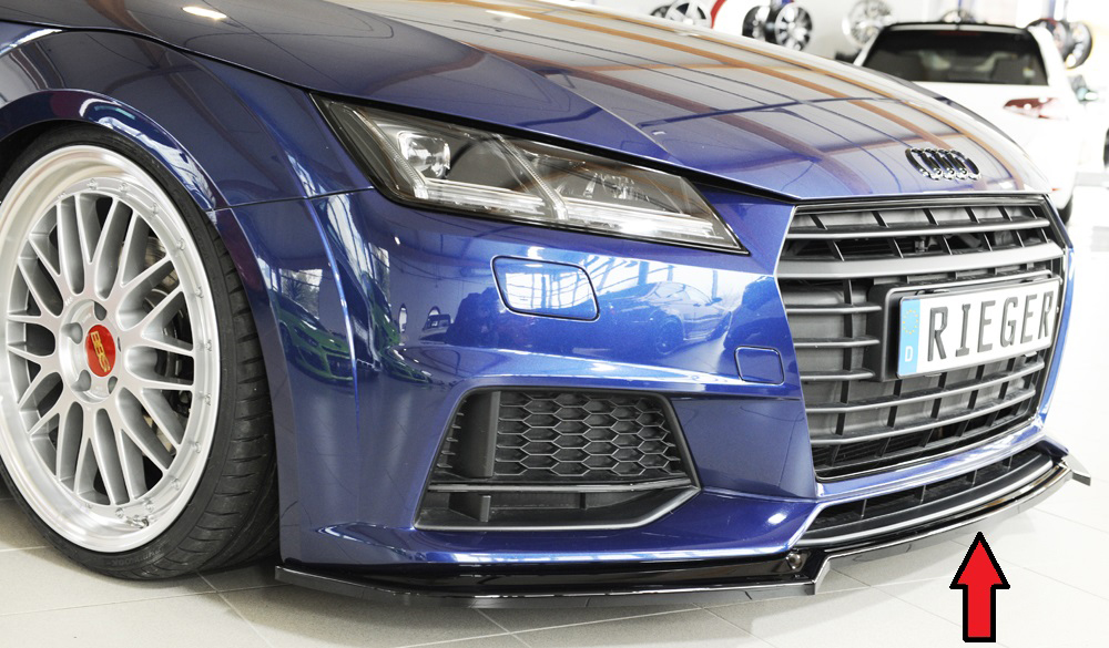 Voorspoiler passend voor Audi TT(S) 8J/8S 2014/2018 Zwart Glans Rieger