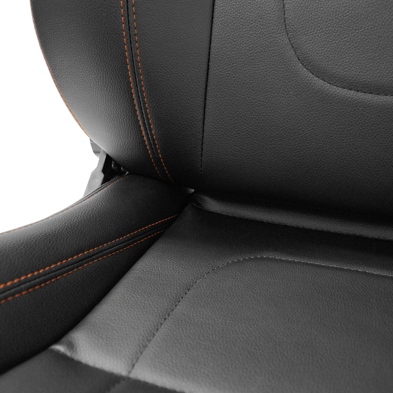 Sport seat 'Retro II' - Black Synthetic leather + Red stitching - Dual-side reclinable back-rest - incl. slides