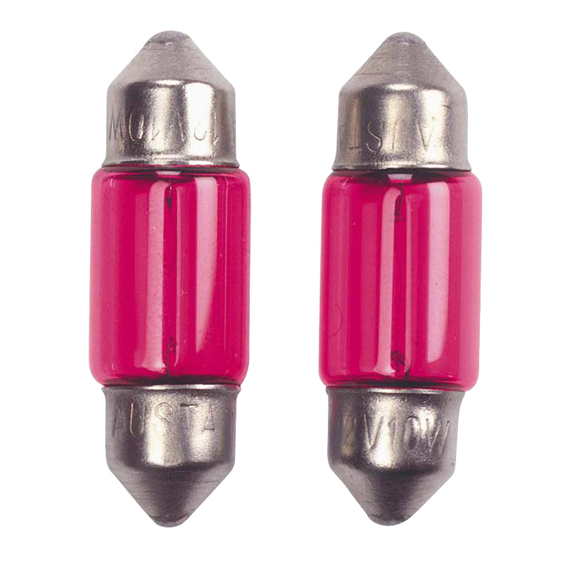 Festoon Bulbs 10W/12V 11x39mm Red (Coated), set of 2 pieces