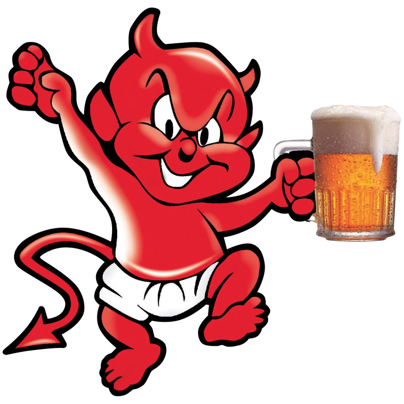 Sticker Devil with Beer - 10,5x10,5cm
