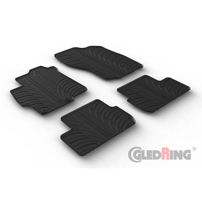 Rubber car mats set  Mitsubishi Lancer VIII Sedan 2008-2017 (T profile 4-pieces + mounting clips)