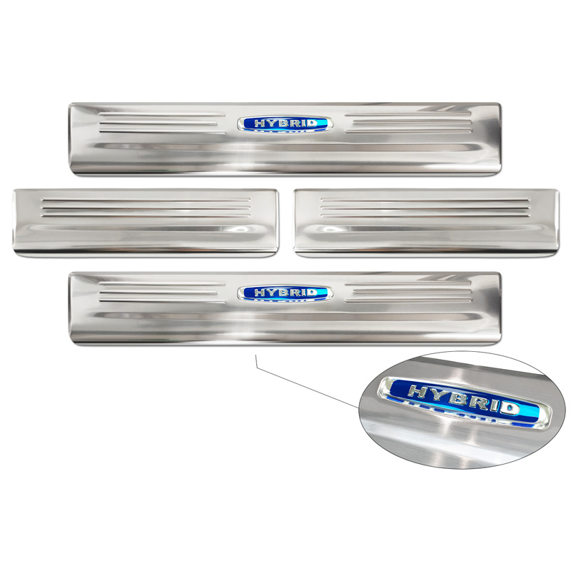 Inox door sill protectors  Toyota Highlander XU70 2020- 'Hybrid' - 4-pieces