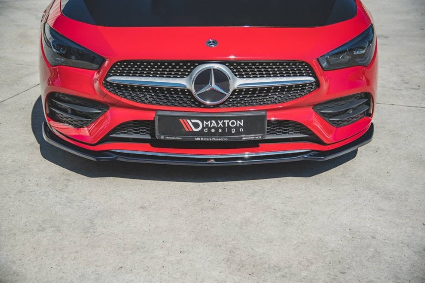 Voorspoiler passend voor Mercedes CLA AMG-Line C118 Maxton Design glans zwart