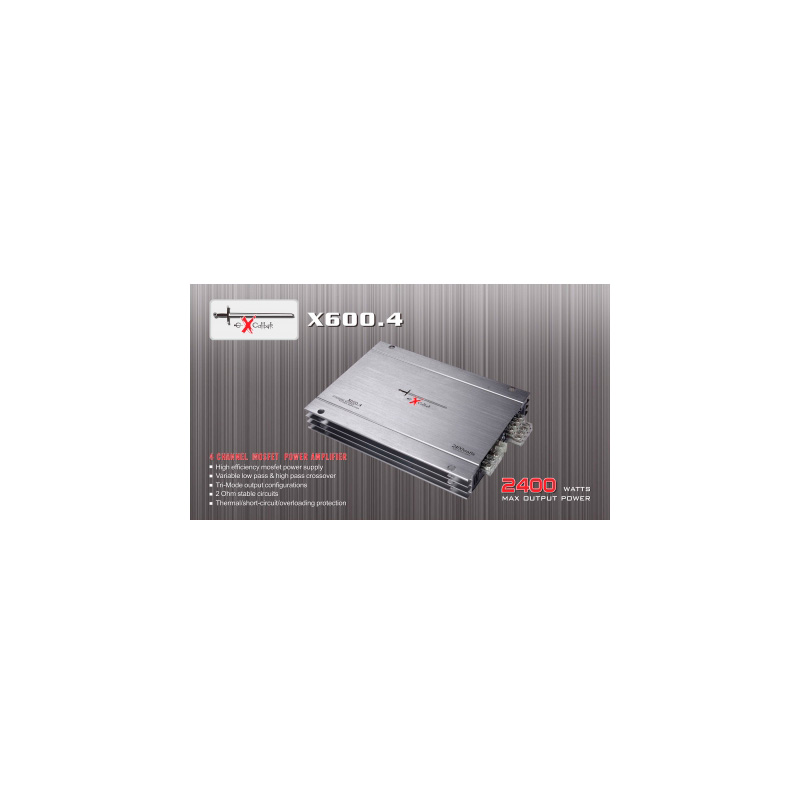 Excalibur X600.4 – Amplifier – 4-Channel – 2400W – Silver