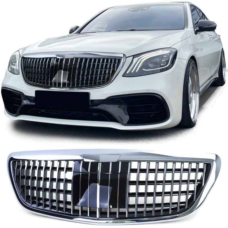 Grill passend voor Mercedes W222 Vertical Design Chroom Nightvision