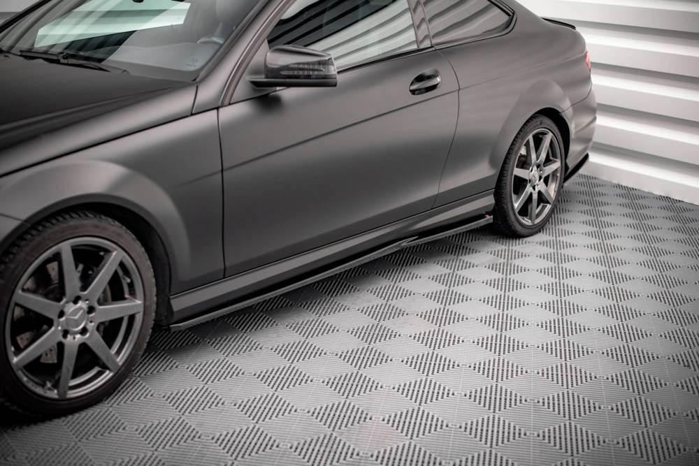 Zijskirts passend voor Mercedes C Klasse Coupe AMG Pakket W204 Maxton Glans Zwart