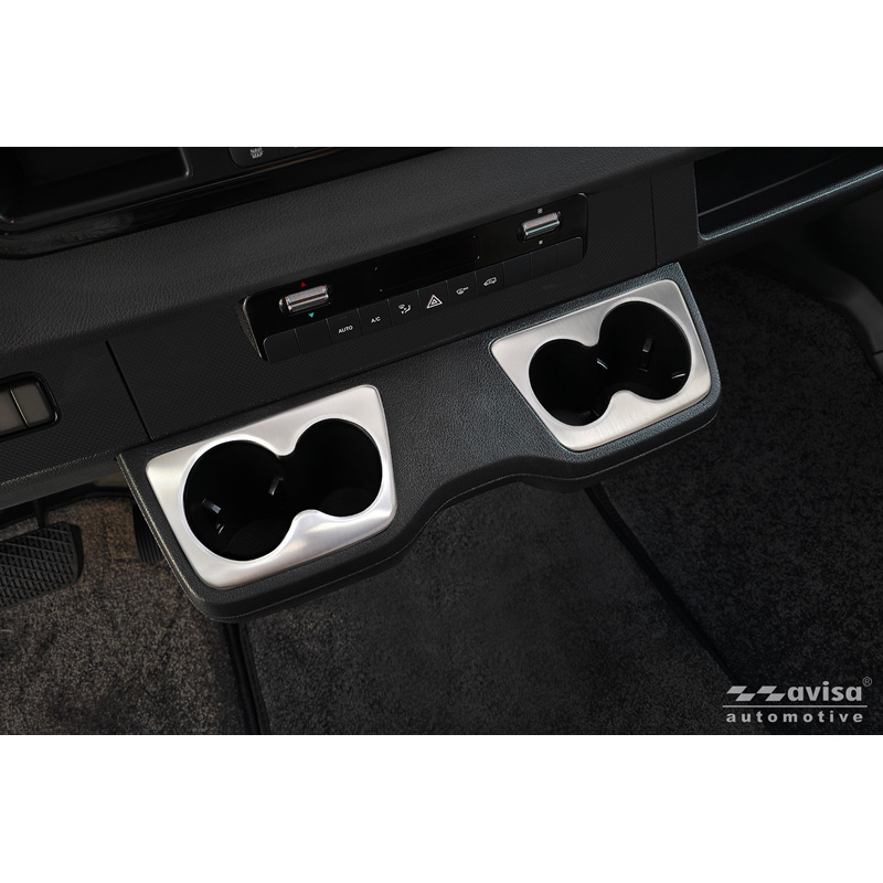Avisa Stainless Steel cup holder trim cover (2pcs)  Mercedes Sprinter III 2018- - Silver