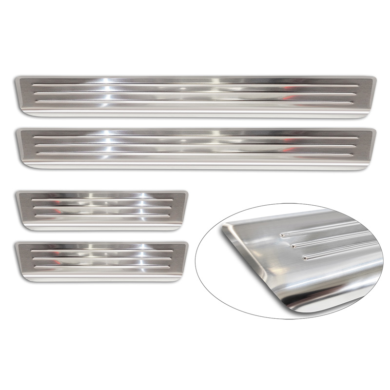 Inox door sill protectors  Volkswagen Passat Variant (CJ5) incl. R-Line & Hybrid 2024- / Skoda Superb IV Combi 2024- - 'Lines' - 4-pieces