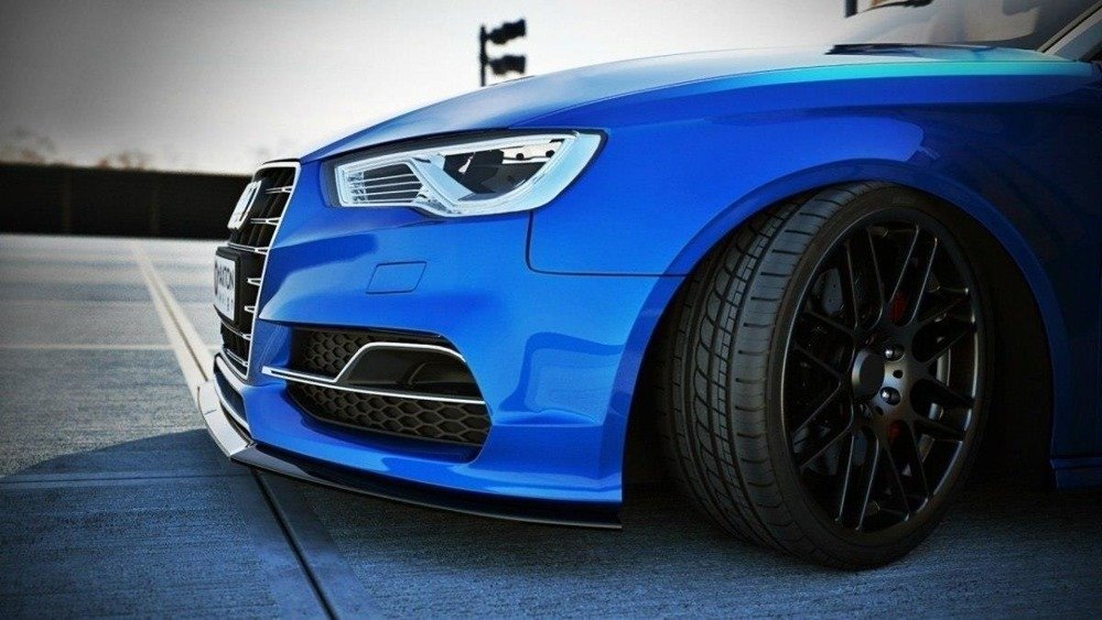 Voorspoiler passend voor Audi A3 8V S-line Sedan/Cabrio Zwart Glans