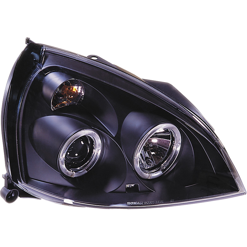Set Headlights  Renault Clio II Facelift 2001-2005 - Black - incl. Halos
