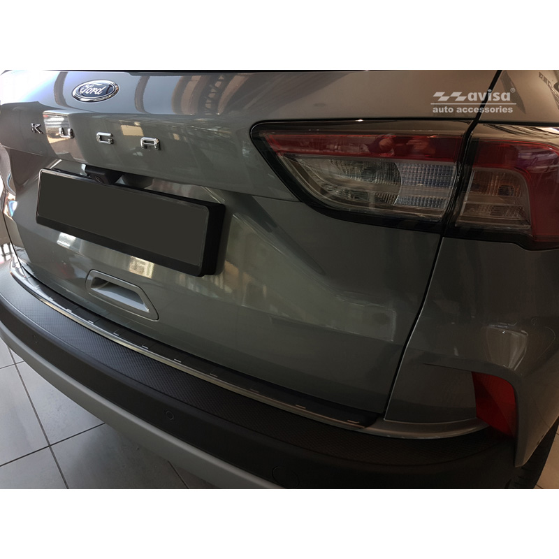 Black Stainless Steel Rear bumper protector  Ford Kuga III Titanium/Trend/Cool+Connect/Hybrid 2019-2024 & FL 2024- excl. ST-Line 'Ribs'