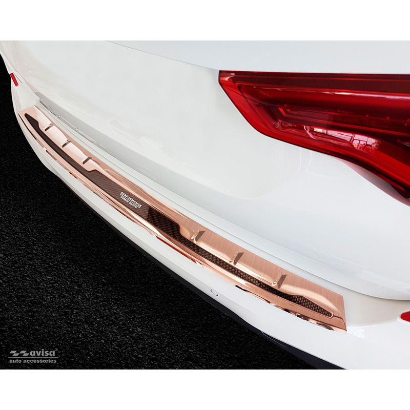 Stainless Steel Rear bumper protector 'Deluxe'  BMW X3 G01 M-Package 2017-2021 & FL 2021- 'Performance' Copper 'Brushed Mirror'/Copper Carbon