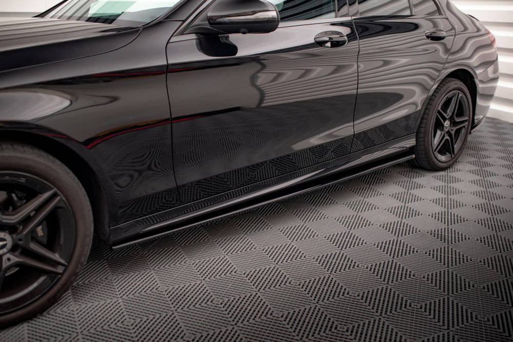 Zijskirts passend voor Mercedes C Klasse AMG Line & C43 AMG W205 Facelift Maxton Glans Zwart