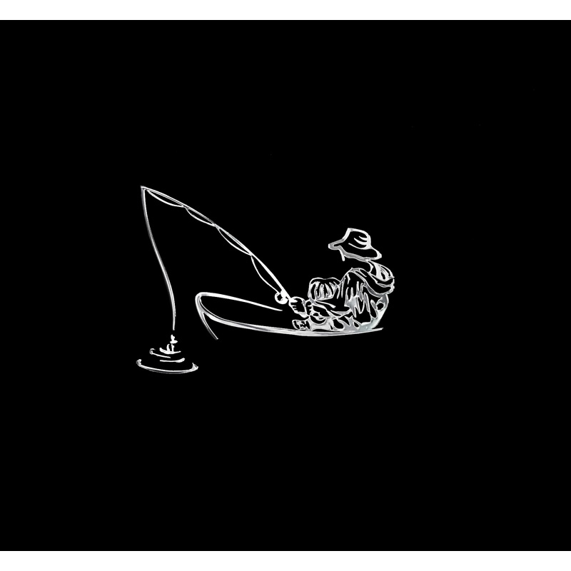 Nickel Sticker 'Angler in a boat' - 70x49mm
