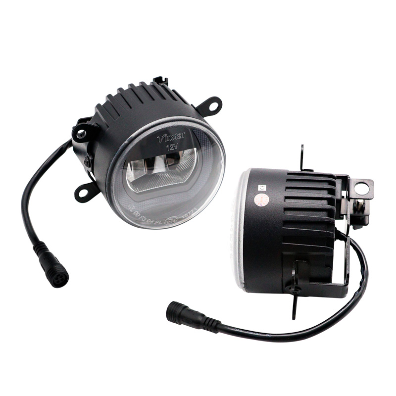 Set of semi-universal LED fog lights + 'U-Shape' daytime running lights - Diameter 90mm - ECE-R19/R87 E-mark