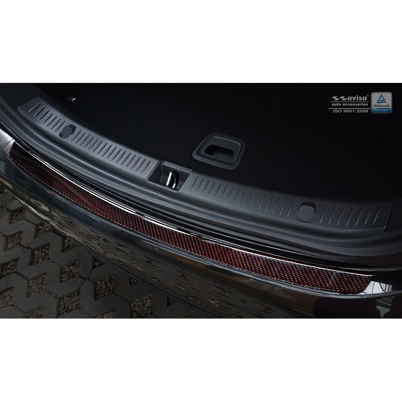 Carbon Rear bumper protector  Mercedes E-Class W213 Sedan 2016-2020 & FL 2020-2023 Red-Black Carbon