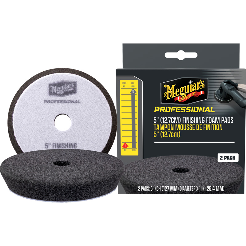 Meguiar's Professional Foam Finishing Pads – 5'' diameter x 1'' (127 mm x 25.4 mm) – Black – Set of 2