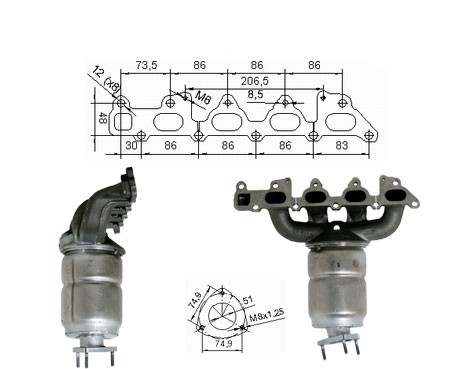 Opel ZAFIRA 1.8i 16V 1796 cc 92 Kw / 125 cv Z18XE Magnaflow CAT