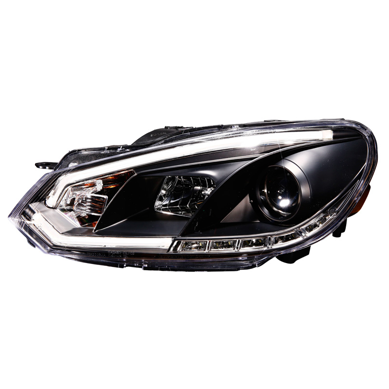 Set Headlights incl. DRL 'Light-Bar'  Volkswagen Golf VI 2008-2012 - Black - incl. Levelling Motor