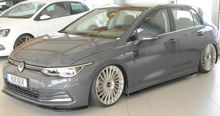 Voorspoiler passend voor Volkswagen Golf 8 Rieger Glans Zwart