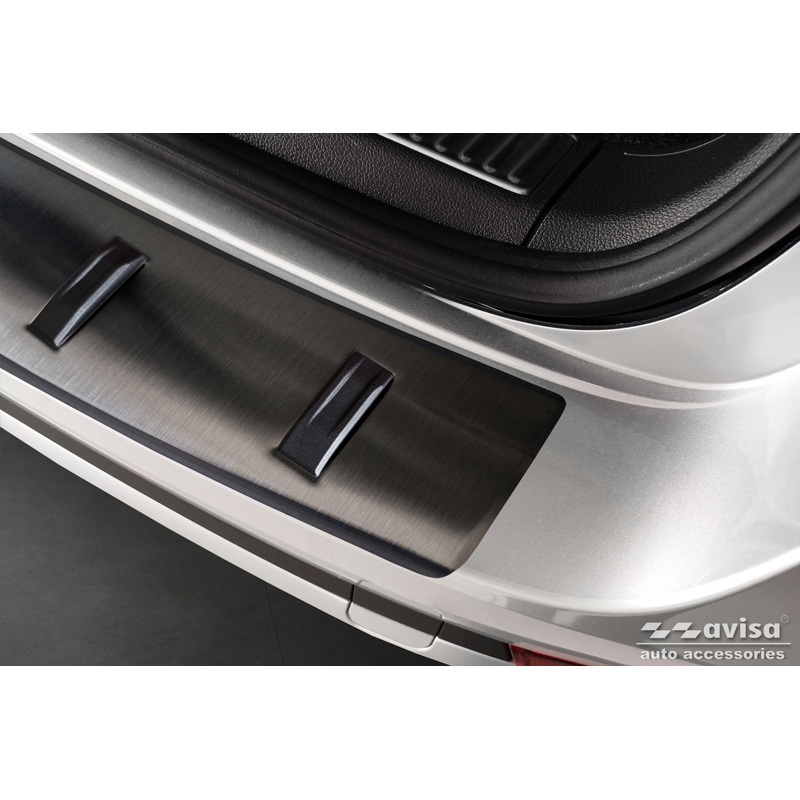 Black Stainless Steel Rear bumper protector  Skoda Superb III Combi 2015-2023 incl. Scout 'STRONG EDITION'