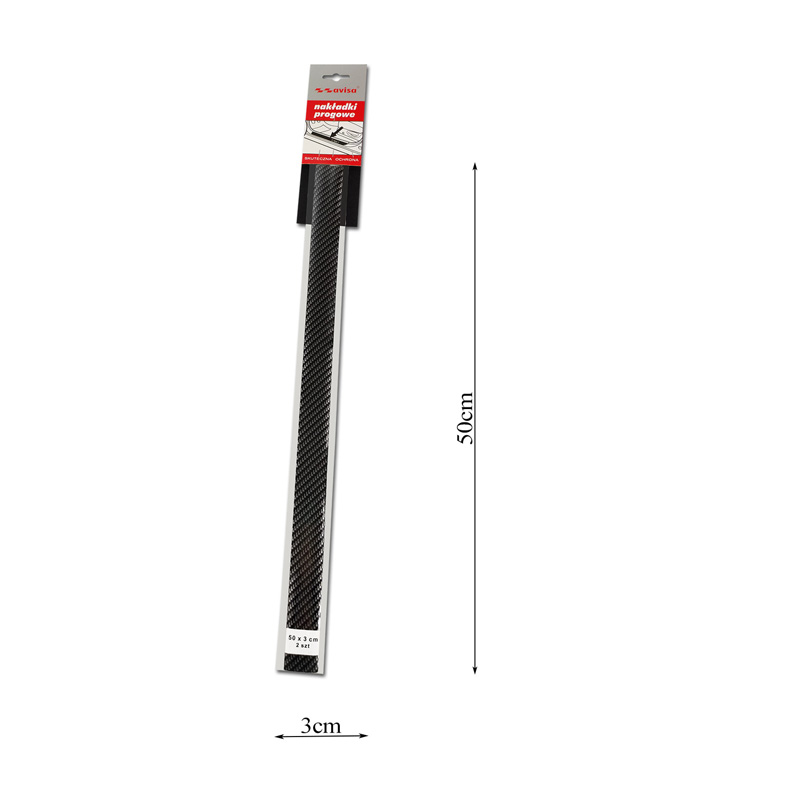 Universal door sill protector set - black carbon foil - 2-pieces - 50 x 3 cm