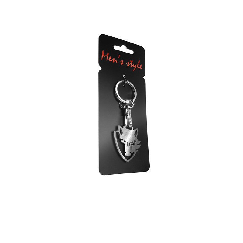 Stainless steel key chain - 'Wolf' (silver)