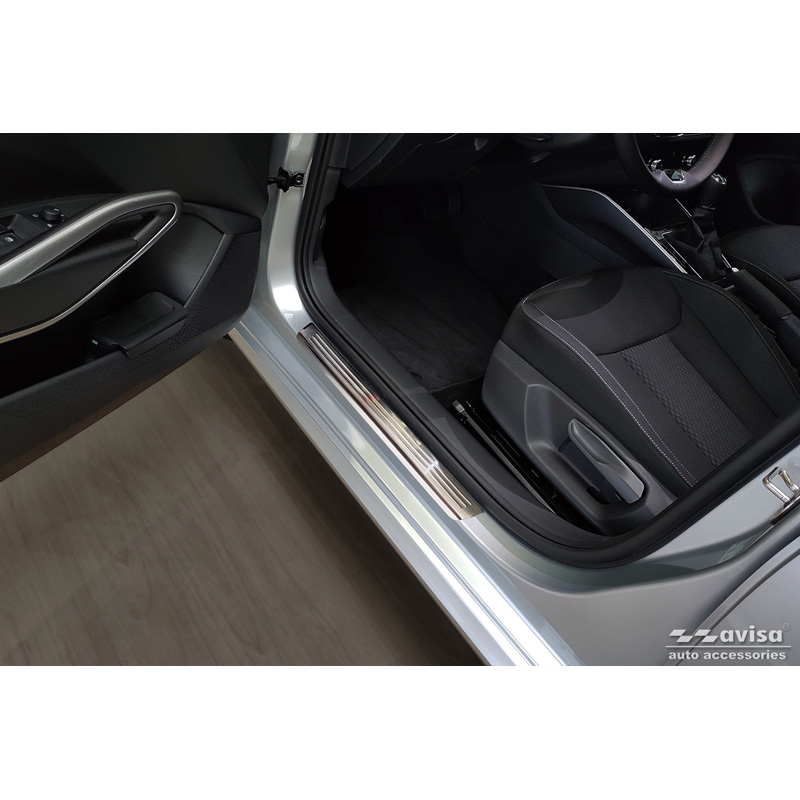 Inox door sill protectors  Skoda Fabia IV Hatchback 2021- 'Lines' - 4-pieces