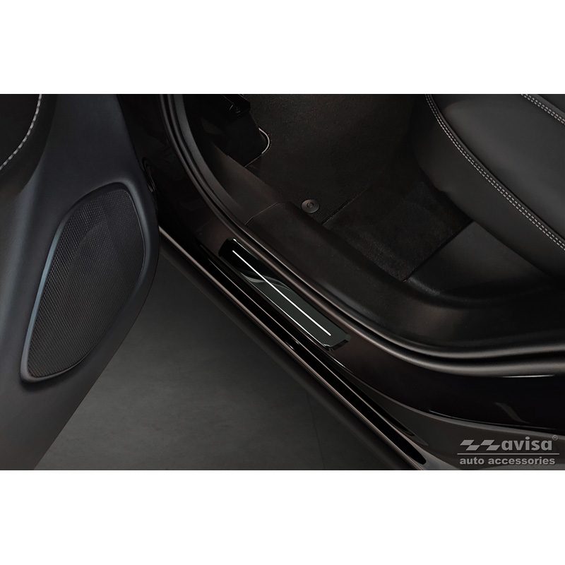Mirror Black Inox door sill protectors  Volvo XC60 II 2017-2021 & Facelift 2021- - 'Hybrid' - 4-pieces
