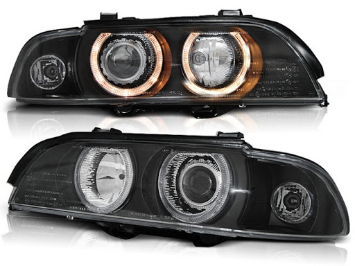 Headlights BMW E39 Angel Eyes Black