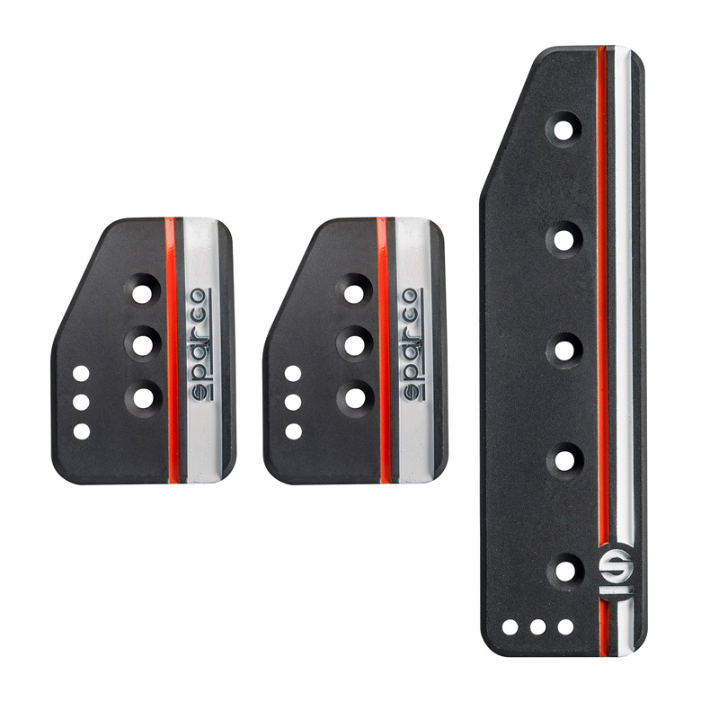 Sparco Pedal Set Settanta - Black/White/Orange - Manual - Standing pedal