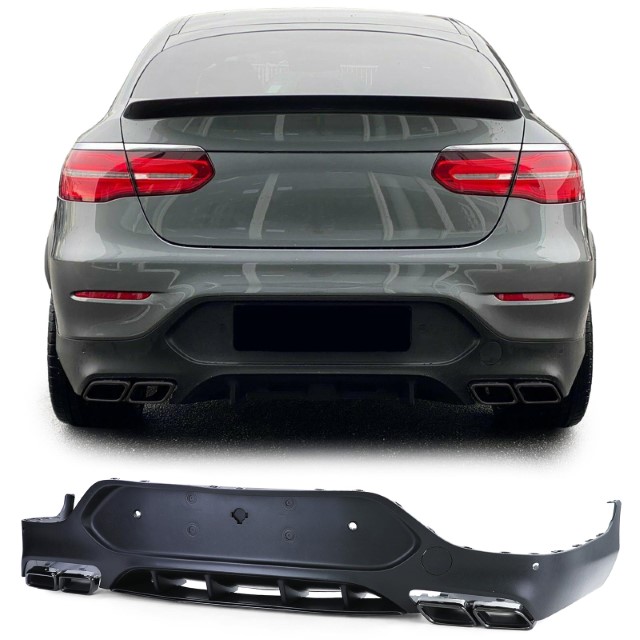 Diffuser passend voor Mercedes GLC C253 COUPE (2015-..) GLC63 Uitlaat sierstukken Zwart