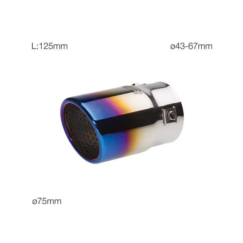 Simoni Racing Exhaust Tip Round/Slanting Inox/Titanium - Ø76xL128mm - Installation 43->67mm