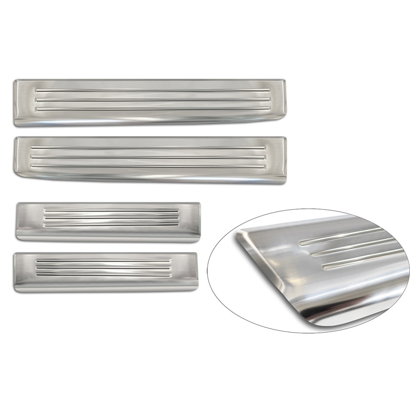 Inox door sill protectors  Dacia Duster III 2024- - 'Lines' - 4-pieces