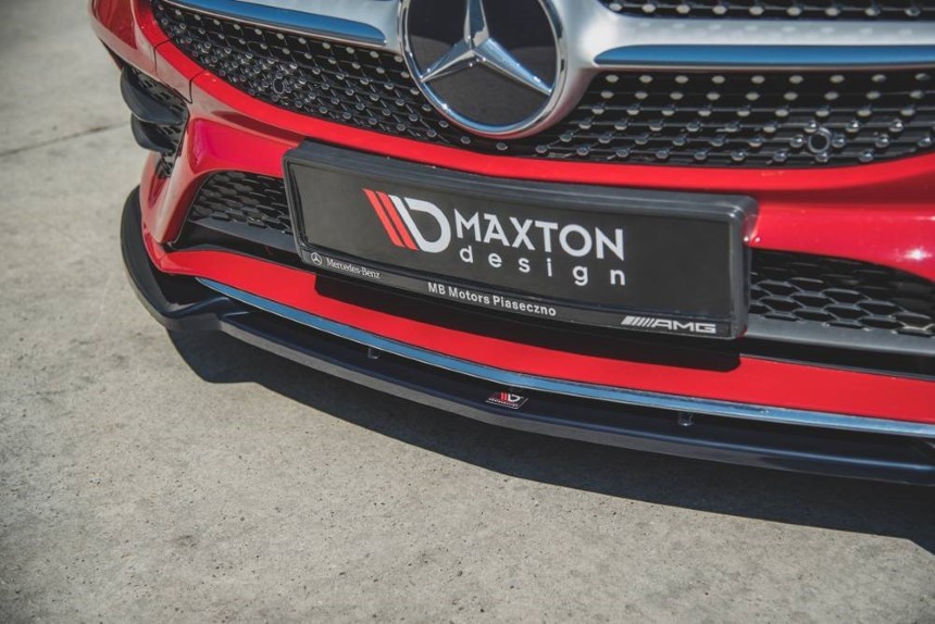Voorspoiler passend voor Mercedes CLA AMG-Line C118 Maxton Design glans zwart