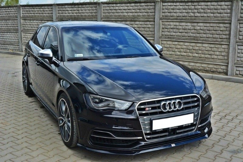 Voorspoiler passend voor Audi S3 / A3 S-line 8V Hatchback / Sportback glanzend zwart