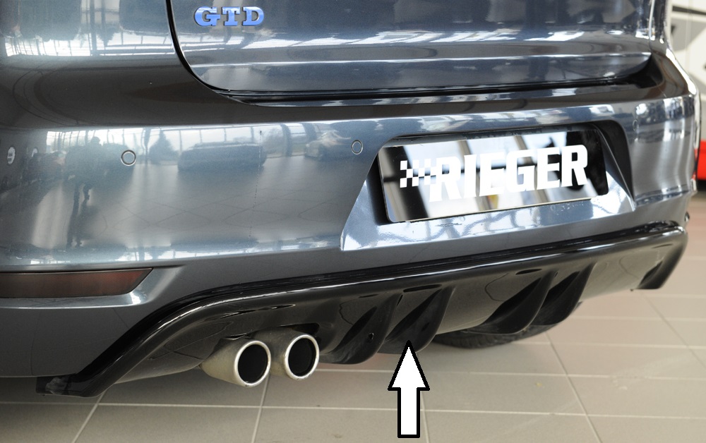 Diffuser passend voor Volkswagen Golf 6 GTD Rieger Glans Zwart