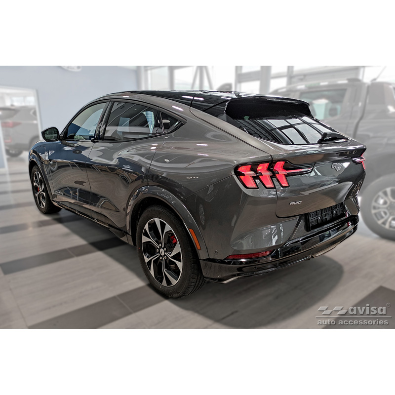 Black Inox door sill protectors  Ford Mustang Mach-E 2020- 'Lines' - 4-pieces