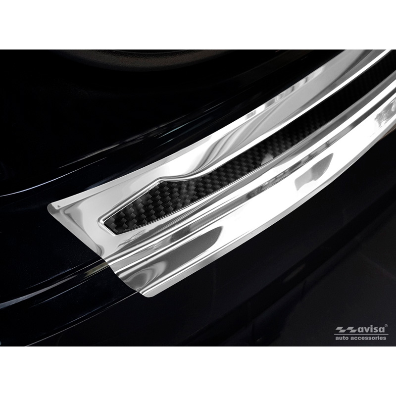 Stainless Steel Rear bumper protector 'Deluxe'  Porsche Cayenne III 2017- 'Performance' Silver Mirror/Black Carbon