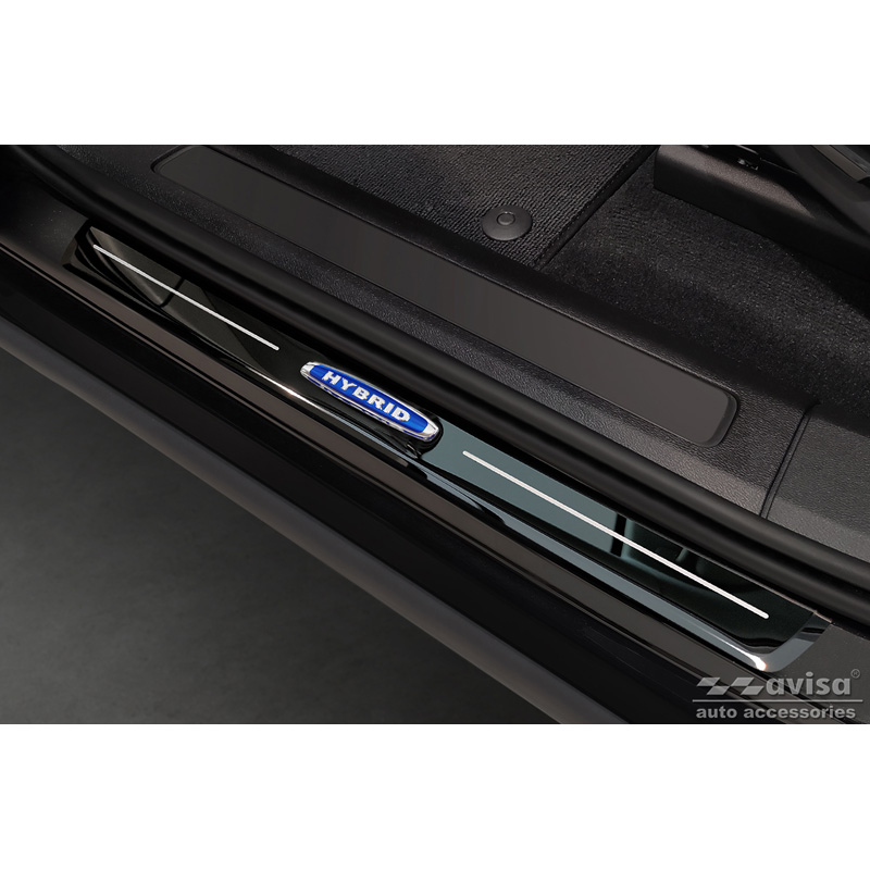 Mirror Black Inox door sill protectors  Volvo XC60 II 2017-2021 & Facelift 2021- - 'Hybrid' - 4-pieces