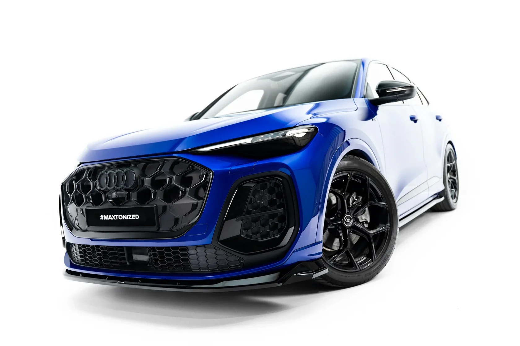 Voorspoiler passend voor Audi Q5 S-Line Sportback / SUV Mk3 2024 - Maxton Glans Zwart