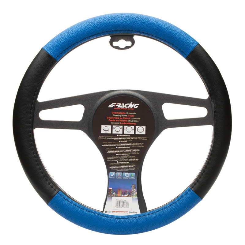 Simoni Racing Steering Wheel Cover Trophy 1 - Black/Blue Ecoleather - 37-39cm