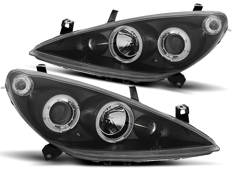 Headlights Peugeot 307 Angel Eyes Black