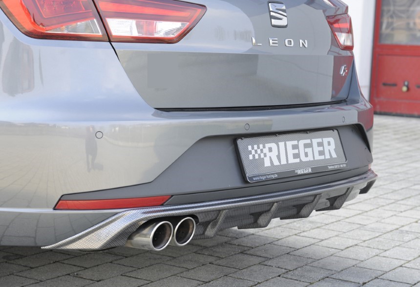 Diffuser passend voor Seat Leon F5 FR Rieger dubbele uitlaat links 5 dr. ST Carbon-look