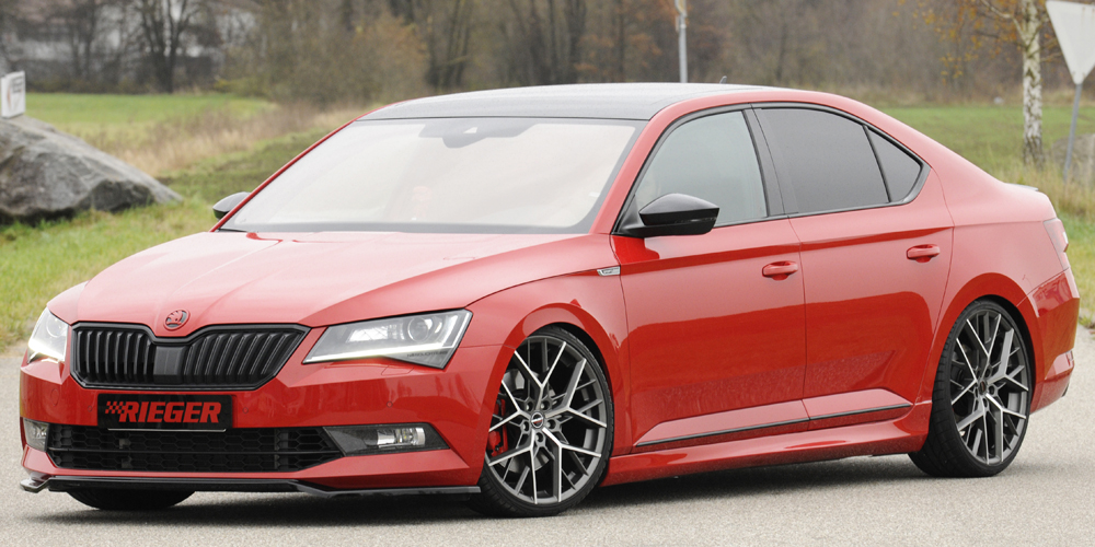 Voorspoiler passend voor Skoda Superb III 3T/3V 2013-2019 Zwart Glans Rieger